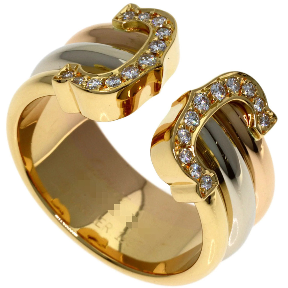 CARTIER 18k Gold Diamond 2C Ring #49